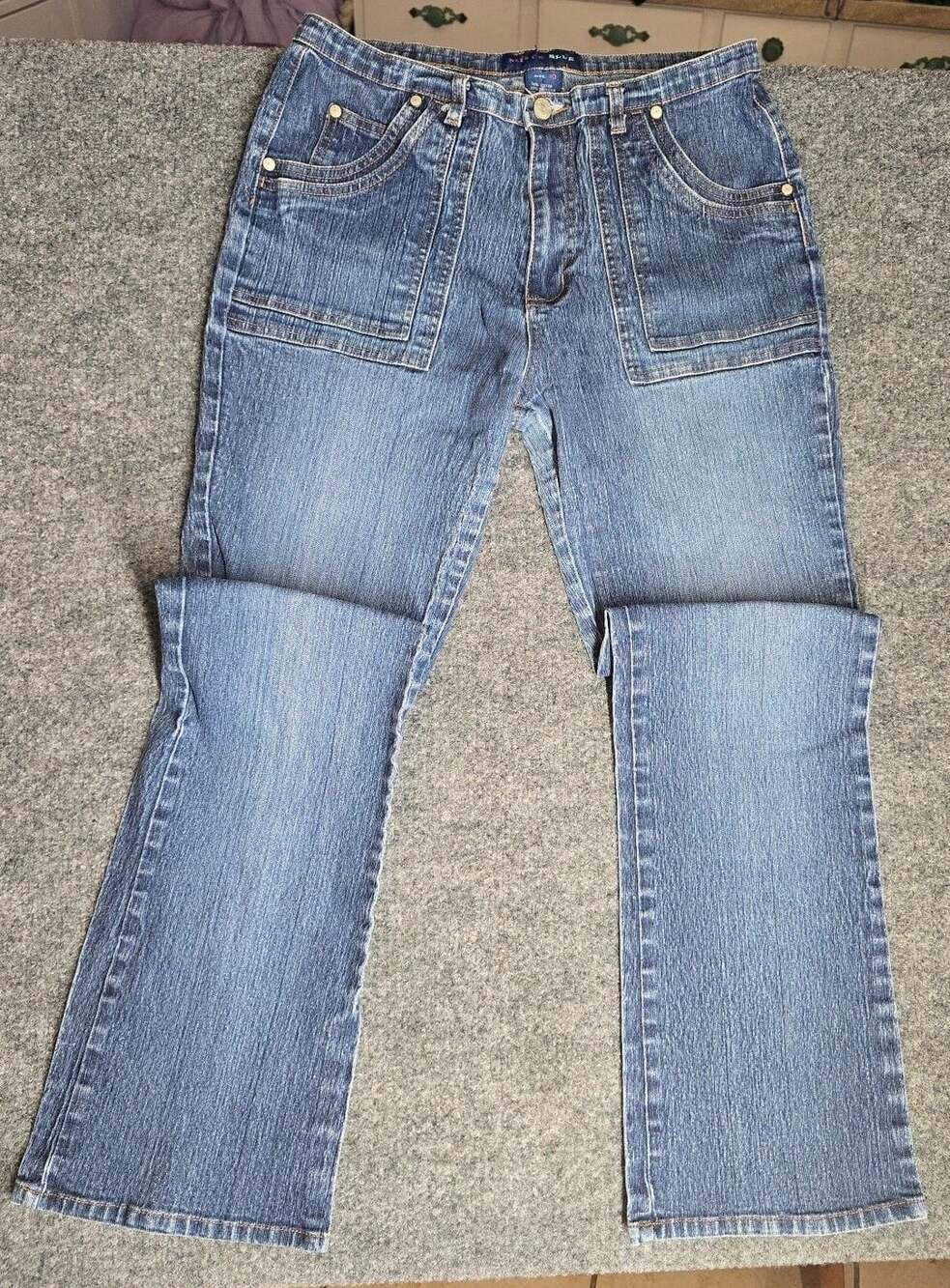Y2K Miste Blue Cargo Pocket Jeans Size 10 Blue Denim Mid Rise Stretch